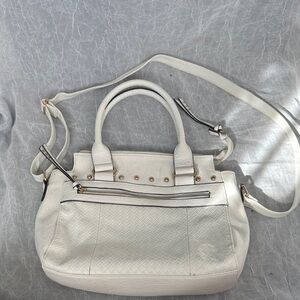 Jessica Simpson White Satchel with Gold Accents